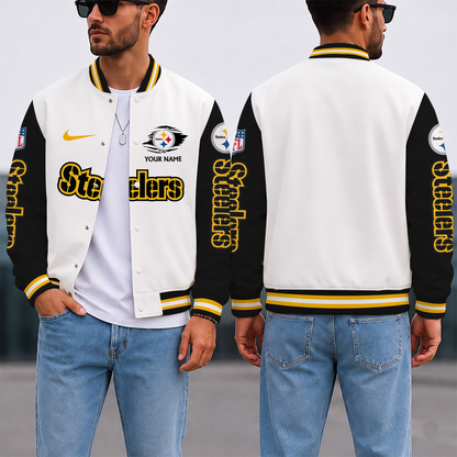 ELITE EDITION - NEW CUSTOMIZED NFL14 PSB PITTSBURGH STEELERS SATIN VARSITY & BASEBALL JACKET