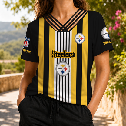 VIRAL EDITION - NEW CUSTOMIZED NFL14 PSB PITTSBURGH STEELERS V-NECK SHIRT
