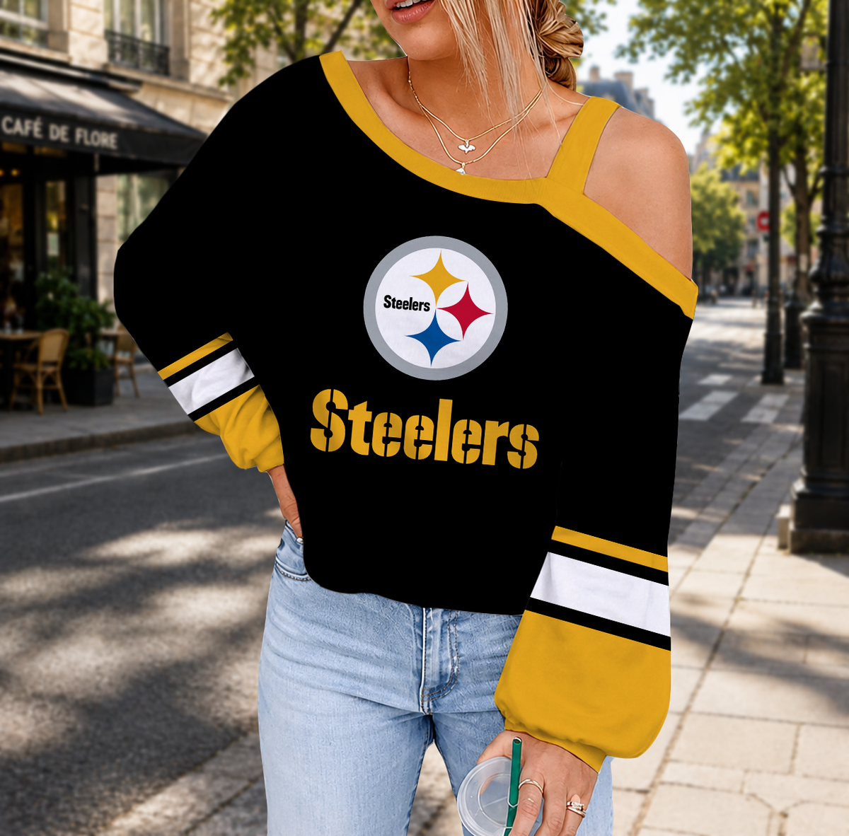 SPECIAL EDITION - NEW CUSTOMIZED NFL14 PSB PITTSBURGH STEELERS DROP SHOULDER SWEATSHIRT