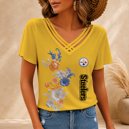 LIMITED EDITION - NEW CUSTOMIZED NFL14 PSB PITTSBURGH STEELERS V-NECK SHIRT