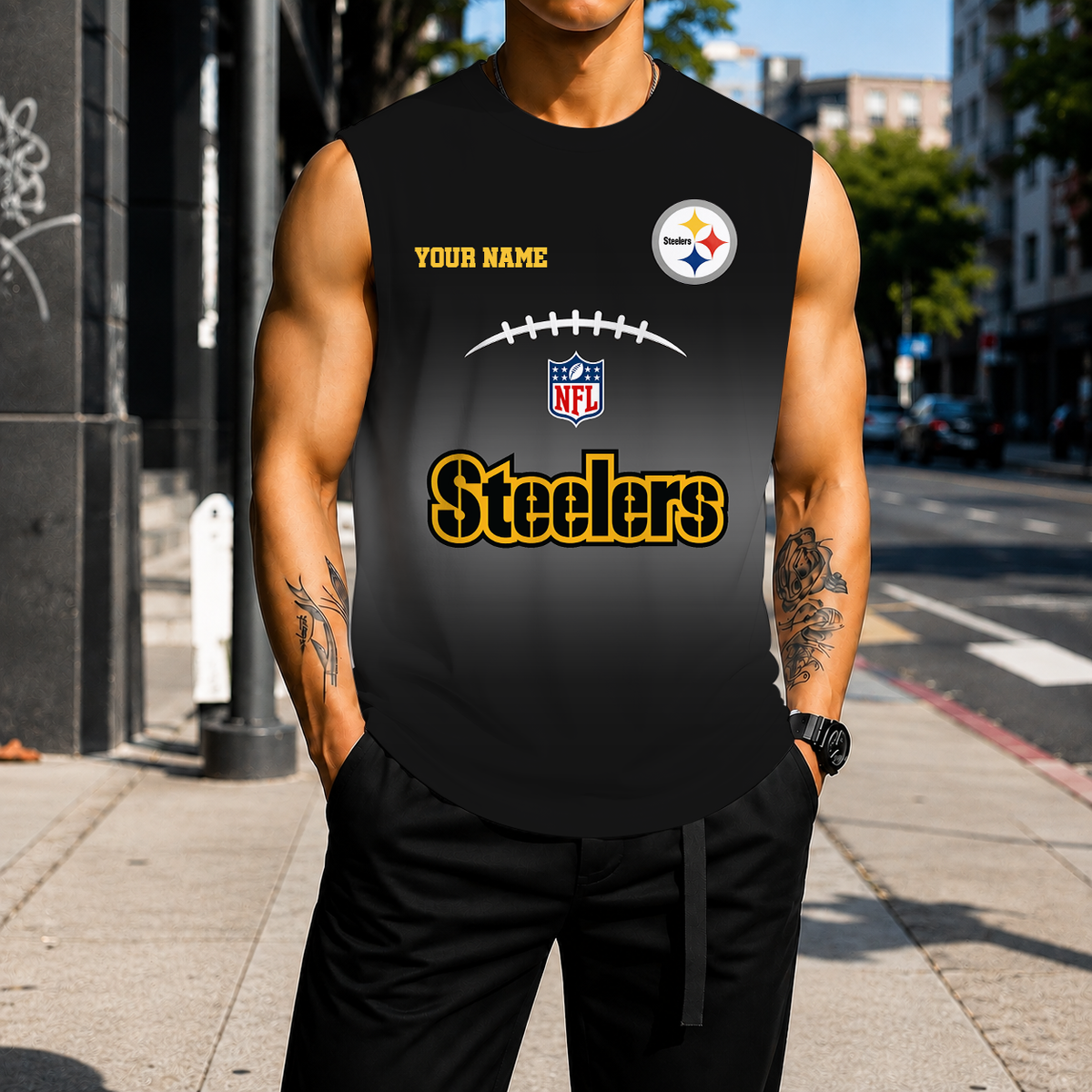 LIMITED EDITION - NEW CUSTOMIZED NFL14 PSB PITTSBURGH STEELERS MEN'S GYM SHIRT