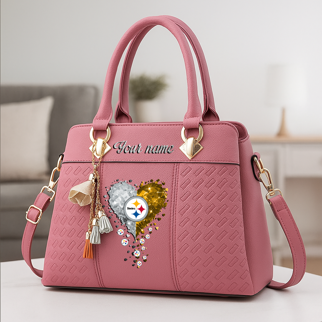 LIMITED EDITION - NEW CUSTOMIZED NFL14 PSB PITTSBURGH STEELERS ZIP HANDBAG MULTICOLOR