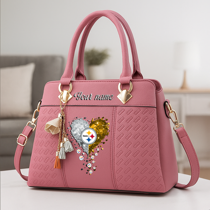 LIMITED EDITION - NEW CUSTOMIZED NFL14 PSB PITTSBURGH STEELERS ZIP HANDBAG MULTICOLOR
