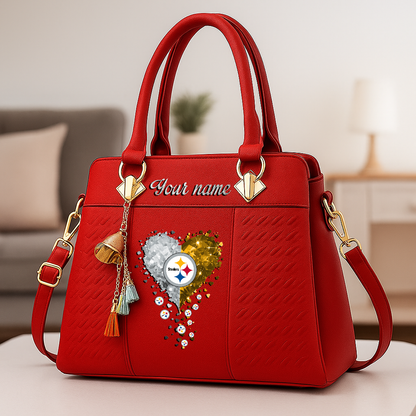 LIMITED EDITION - NEW CUSTOMIZED NFL14 PSB PITTSBURGH STEELERS ZIP HANDBAG MULTICOLOR