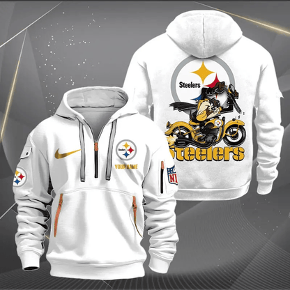 [SPECIAL OFFER] NEW CUSTOMIZED NFL14 PSB PITTSBURGH STEELERS MUTICOLOR QUARTER ZIP HOODIE