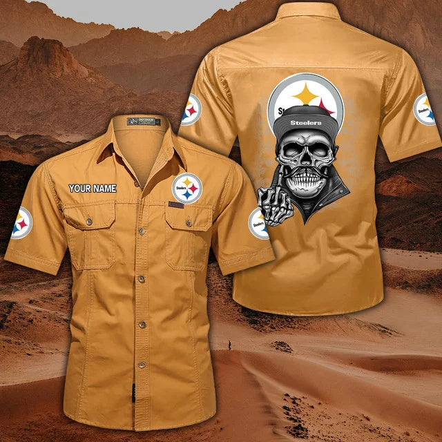[SPECIAL OFFER] NEW CUSTOMIZED NFL14 PSB PITTSBURGH STEELERS MUTICOLOR MEN'S CARGO SHIRT
