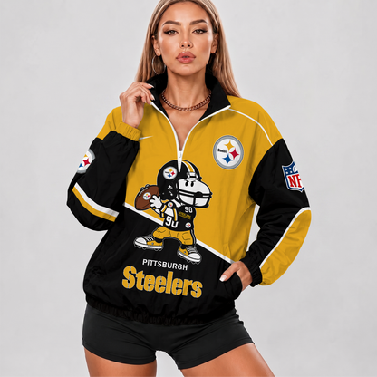 [SPECIAL OFFER] NEW CUSTOMIZED NFL14 PSB PITTSBURGH STEELERS V-NECK ZIPPER SWEATSHIRT JACKET