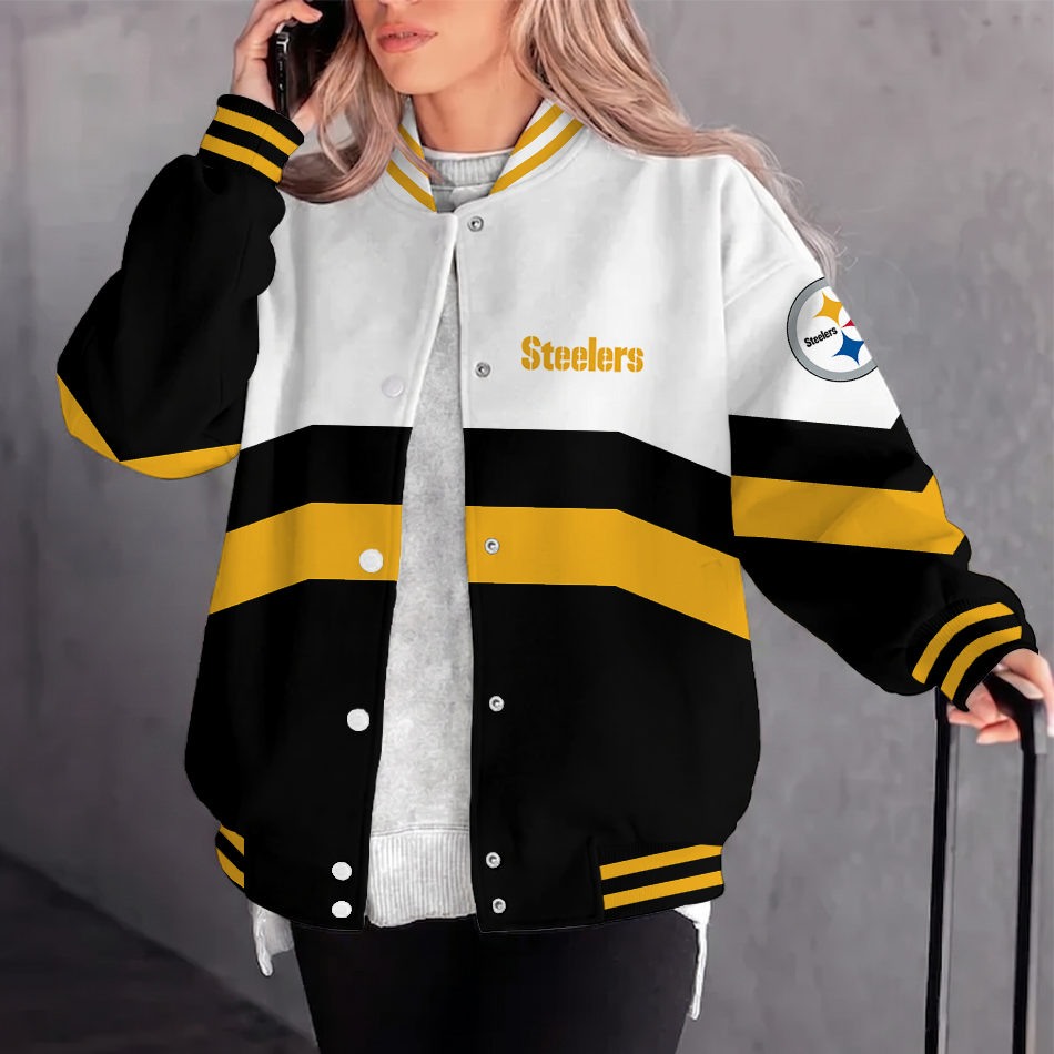 [SPECIAL OFFER] NEW CUSTOMIZED NFL14 PSB PITTSBURGH STEELERS SATIN VARSITY & BASEBALL JACKET
