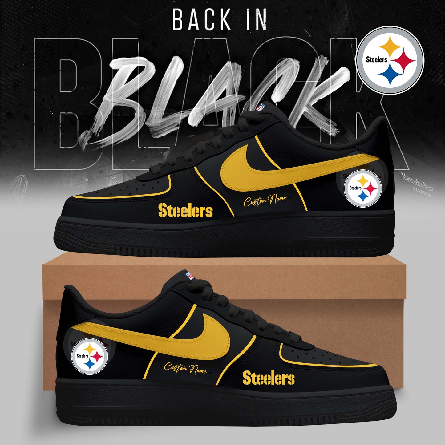 LIMITED EDITION - NEW CUSTOMIZED NFL14 PSB PITTSBURGH STEELERS AF1 SNEAKERS