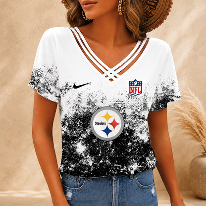 [SPECIAL OFFER] NEW CUSTOMIZED NFL14 PSB PITTSBURGH STEELERS V-NECK SHIRT