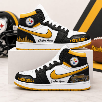 [SPECIAL OFFER] NEW CUSTOMIZED NFL14 PSB PITTSBURGH STEELERS AIR JORDAN 1
