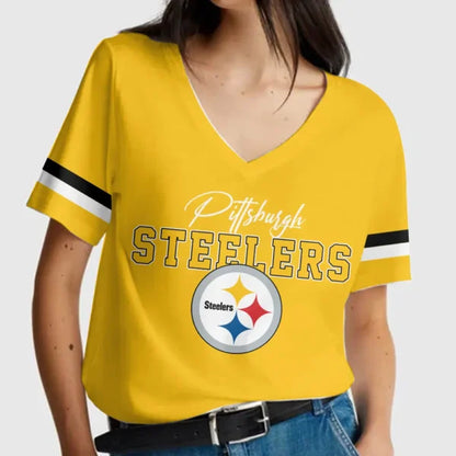 LIMITED EDITION - NEW CUSTOMIZED NFL14 PSB PITTSBURGH STEELERS V-NECK FEMALE SHIRT