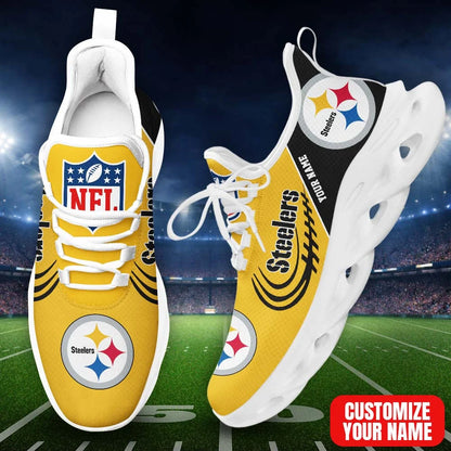 LIMITED EDITION - NEW CUSTOMIZED NFL14 PSB PB STEELERS PREMIUM CLUNKY SNEAKERS
