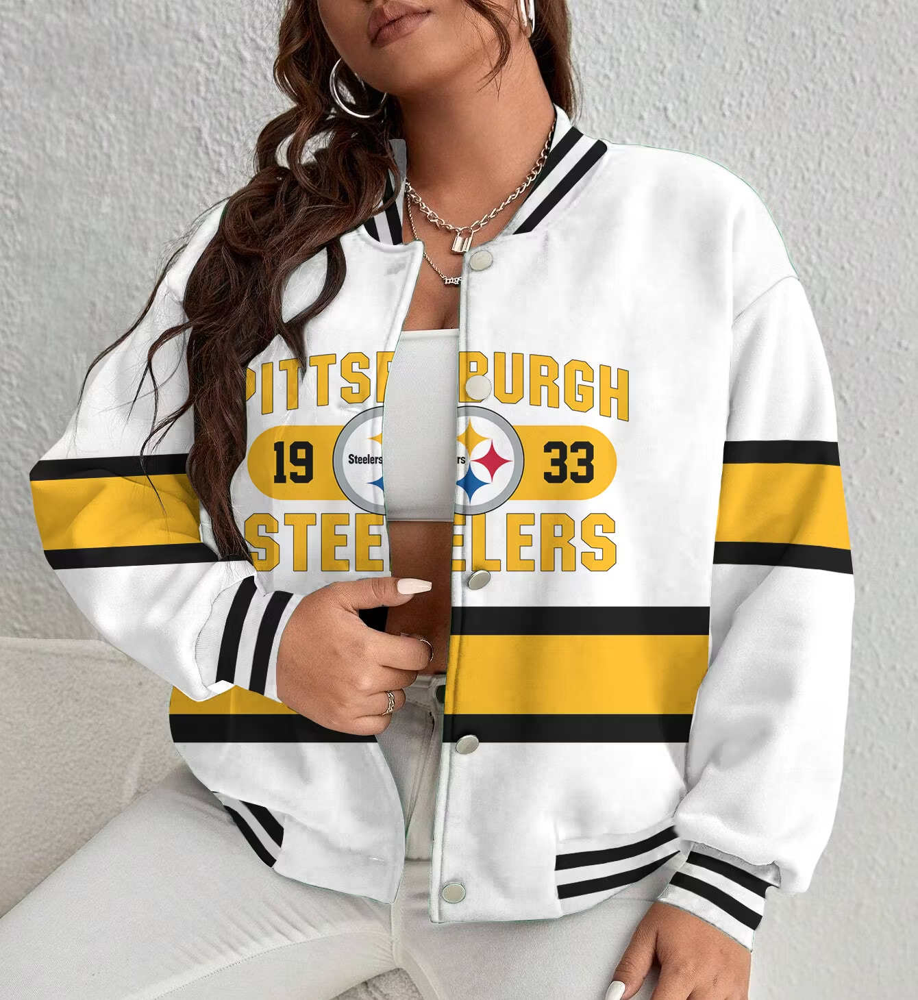 LIMITED EDITION - NEW CUSTOMIZED NFL14 PSB PITTSBURGH STEELERS SATIN VARSITY & BASEBALL JACKET