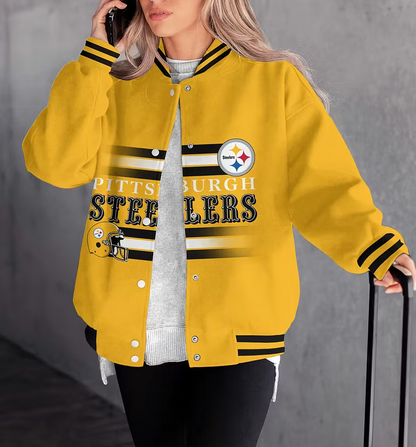 LIMITED EDITION - NEW CUSTOMIZED NFL14 PSB PITTSBURGH STEELERS SATIN VARSITY & BASEBALL JACKET