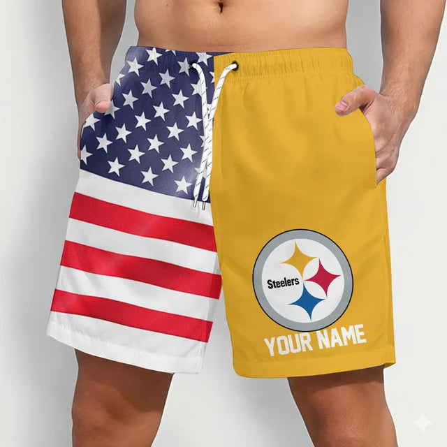 LIMITED EDITION - NEW CUSTOMIZED NFL14 PSB PITTSBURGH STEELERS SHORT PANTS