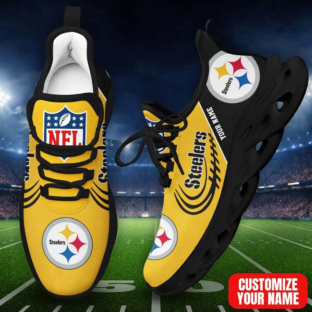 LIMITED EDITION - NEW CUSTOMIZED NFL14 PSB PB STEELERS PREMIUM CLUNKY SNEAKERS