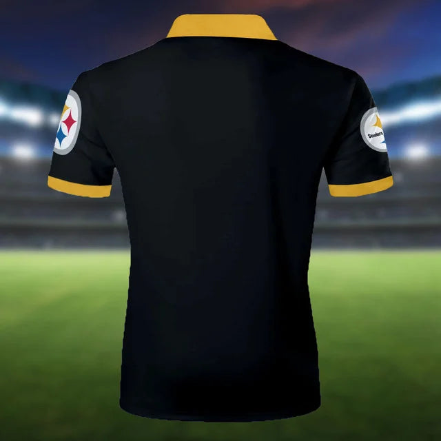 LIMITED EDITION - NEW CUSTOMIZED NFL14 PSB PITTSBURGH STEELERS ZIP POLO SHIRT