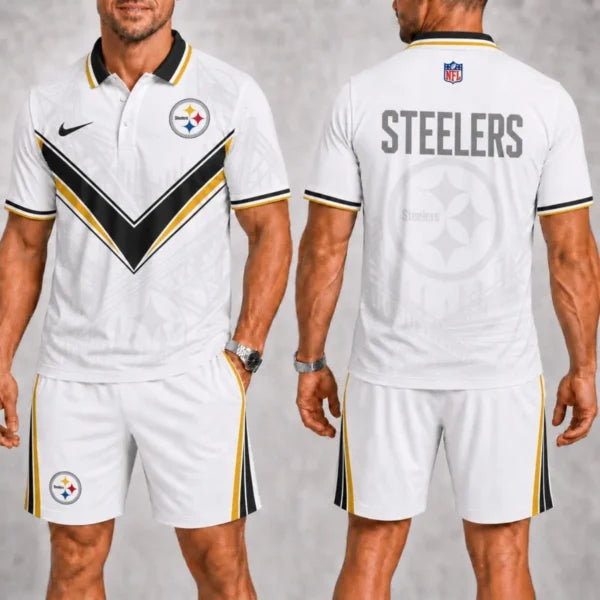 [SPECIAL OFFER] NEW CUSTOMIZED NFL14 PSB PITTSBURGH STEELERS POLO SHIRT & SHORT PANTS
