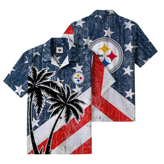LIMITED EDITION - NEW CUSTOMIZED NFL14 PSB PITTSBURGH STEELERS PATRIOTIC 250 USA HAWAIIAN SHIRT