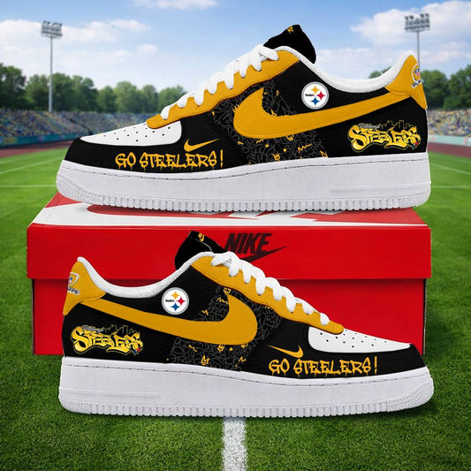 LIMITED EDITION - NEW CUSTOMIZED NFL14 PSB PITTSBURGH STEELERS AF1 SNEAKERS