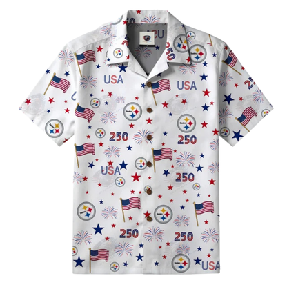 LIMITED EDITION - NEW CUSTOMIZED NFL14 PSB PITTSBURGH STEELERS PATRIOTIC 250 USA HAWAIIAN SHIRT