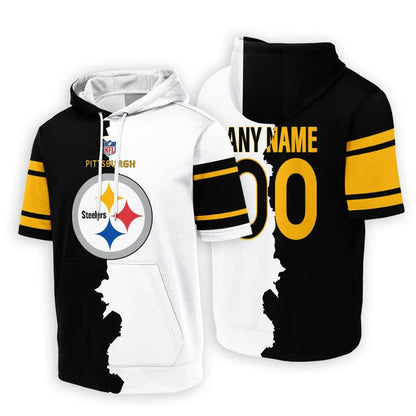 LIMITED EDITION - NEW CUSTOMIZED NFL14 PSB PITTSBURGH STEELERS SHORT SLEEVE HOODIE T-SHIRT