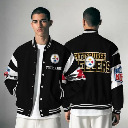 [HOT DEAL] NEW CUSTOMIZED NFL14 PSB PITTSBURGH STEELERS SATIN VARSITY & BASEBALL JACKET