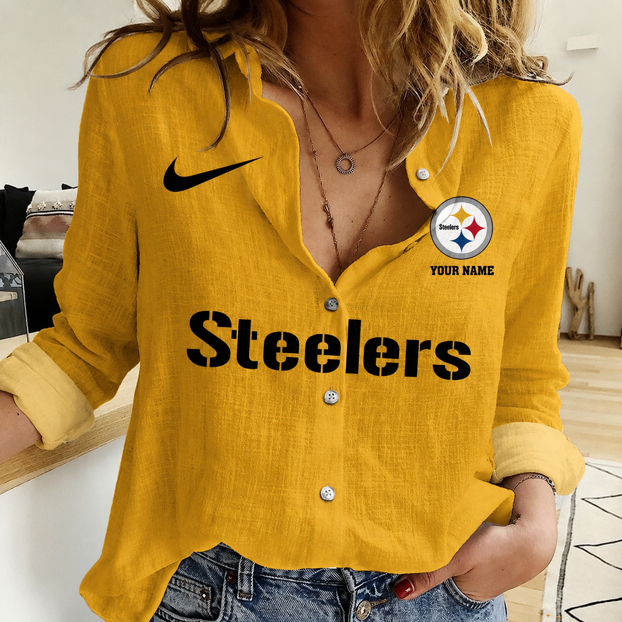 LIMITED EDITION - NEW CUSTOMIZED NFL14 PSB PITTSBURGH STEELERS WOMEN CASUAL SHIRT