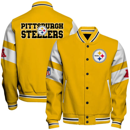 LIMITED EDITION - NEW CUSTOMIZED NFL14 PSB PITTSBURGH STEELERS SATIN VARSITY & BASEBALL JACKET