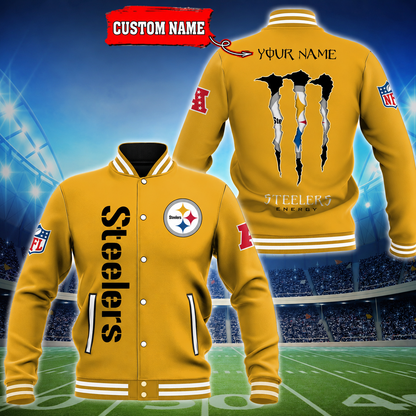 LIMITED EDITION - NEW CUSTOMIZED NFL14 PSB PITTSBURGH STEELERS SATIN VARSITY & BASEBALL JACKET