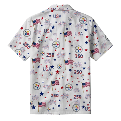 LIMITED EDITION - NEW CUSTOMIZED NFL14 PSB PITTSBURGH STEELERS PATRIOTIC 250 USA HAWAIIAN SHIRT