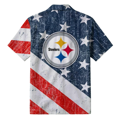 LIMITED EDITION - NEW CUSTOMIZED NFL14 PSB PITTSBURGH STEELERS PATRIOTIC 250 USA HAWAIIAN SHIRT
