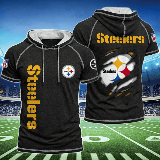 [SPECIAL OFFER] NEW CUSTOMIZED NFL14 PSB PITTSBURGH STEELERS SHORT SLEEVE HOODIE