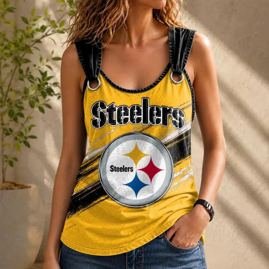 [SPECIAL OFFER] NEW CUSTOMIZED NFL14 PSB PITTSBURGH STEELERS O-RING SHOULDER TANK TOP
