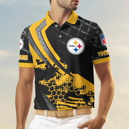 LIMITED EDITION - NEW CUSTOMIZED NFL14 PSB PITTSBURGH STEELERS POLO SHIRT