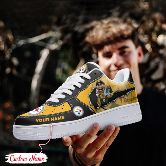 LIMITED EDITION - NEW CUSTOMIZED NFL14 PSB PITTSBURGH STEELERS AF1 SNEAKERS