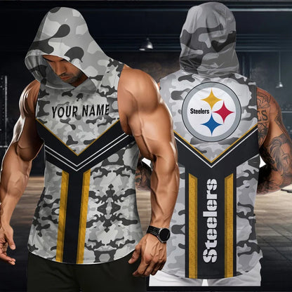 LIMITED EDITION - NEW CUSTOMIZED NFL14 PSB PITTSBURGH STEELERS HOODED TANK TOP