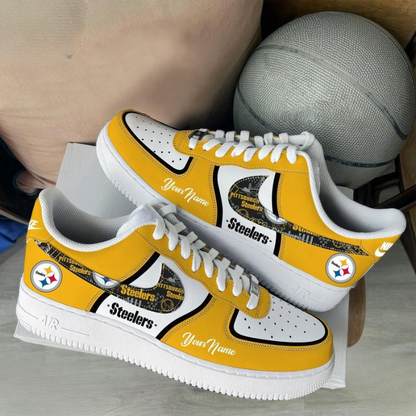 LIMITED EDITION - NEW CUSTOMIZED NFL14 PSB PITTSBURGH STEELERS AF1 SNEAKERS