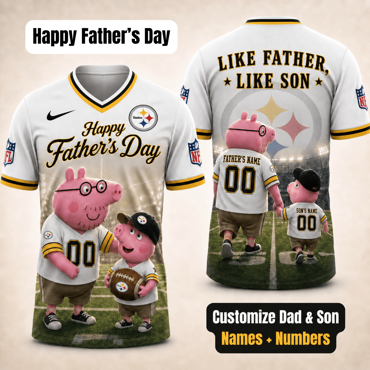 [FATHER'S DAY] NEW CUSTOMIZED NFL14 PSB PITTSBURGH STEELERS FOOTBALL JERSEY