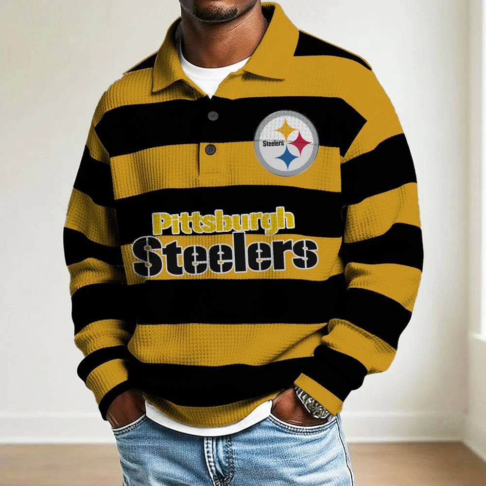 LIMITED EDITION - NEW CUSTOMIZED NFL14 PB STEELERS MEN LONG SLEEVE POLO SHIRT