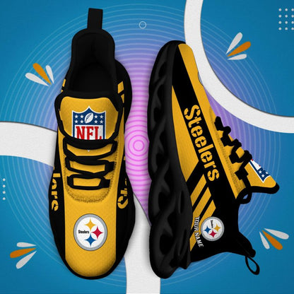LIMITED EDITION - NEW CUSTOMIZED NFL14 PSB PITTSBURGH STEELERS UNISEX MAX SOUL SHOES