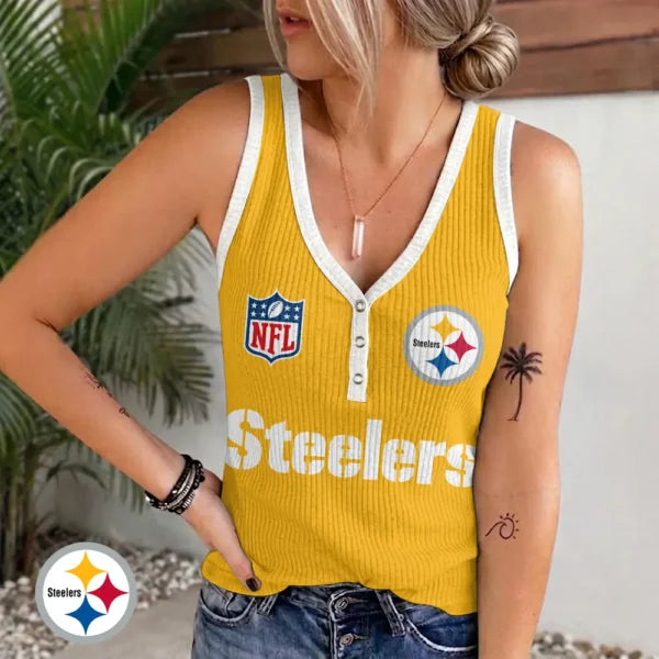 [SPECIAL OFFER] NEW CUSTOMIZED NFL14 PSB PITTSBURGH STEELERS WOMEN'S V-NECK TANK TOP