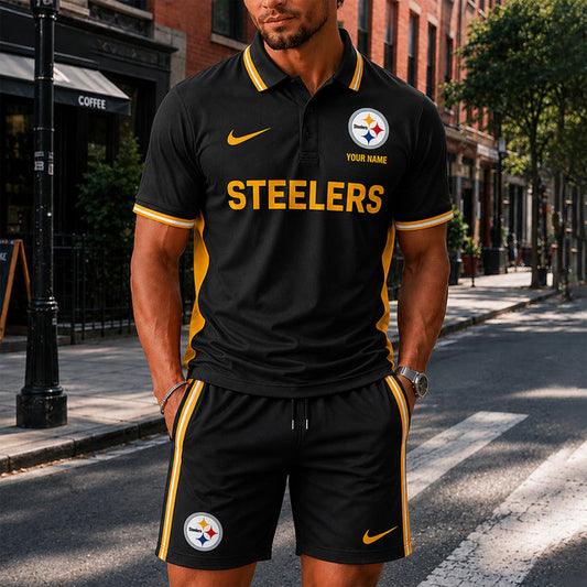 [SPECIAL OFFER] NEW CUSTOMIZED NFL14 PSB PITTSBURGH STEELERS POLO SHIRT & SHORT PANTS