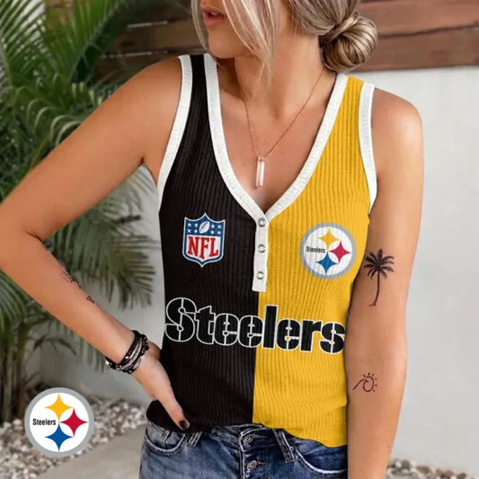 [SPECIAL OFFER] NEW CUSTOMIZED NFL14 PSB PITTSBURGH STEELERS WOMEN'S V-NECK TANK TOP