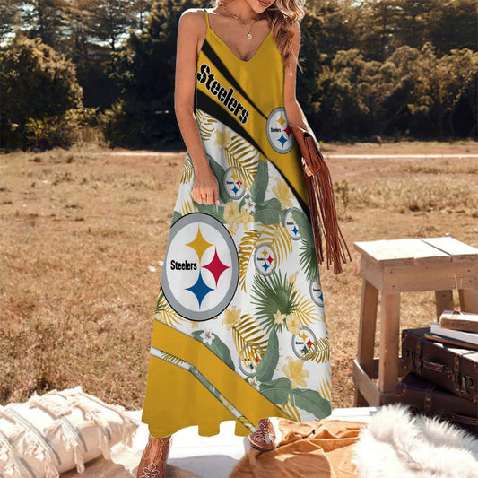 LIMITED RUN - NEW CUSTOMED NFL14 PSB PB STEELERS HAWAIIAN LONG DRESS