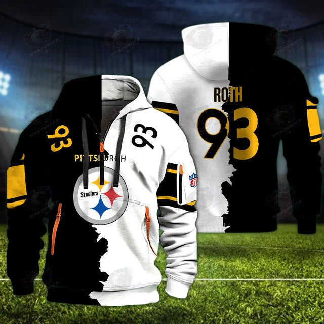 [SPECIAL OFFER] NEW CUSTOMIZED NFL14 PSB PITTSBURGH STEELERS QUARTER ZIP HOODIE