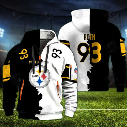 [SPECIAL OFFER] NEW CUSTOMIZED NFL14 PSB PITTSBURGH STEELERS QUARTER ZIP HOODIE