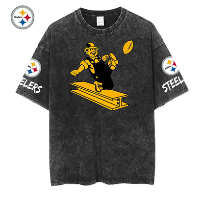[SPECIAL OFFER] NEW CUSTOMIZED NFL14 PSB PITTSBURGH STEELERS MULTICOLOR WASHED TEE