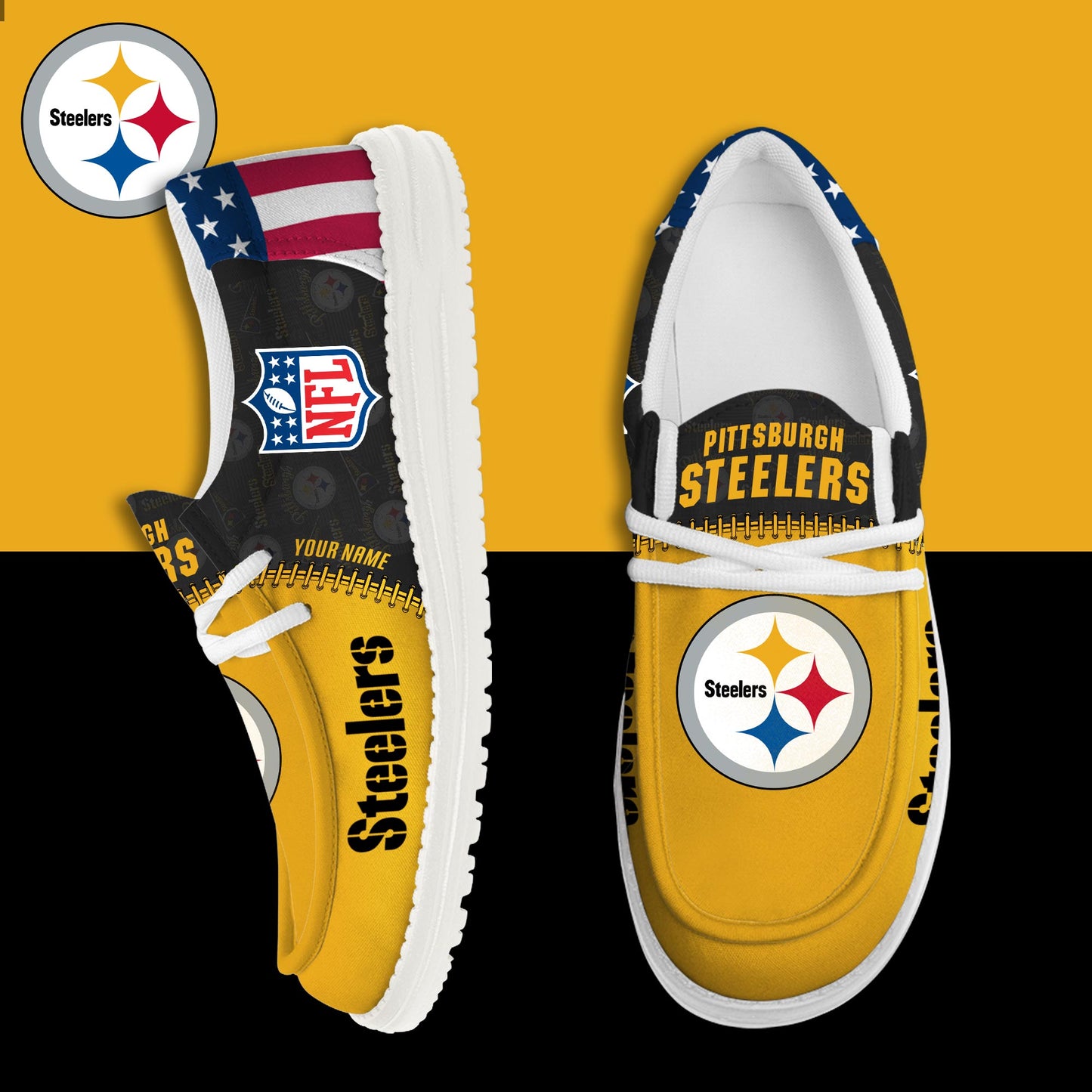 LIMITED EDITION - NEW CUSTOMIZED NFL14 PSB PITTSBURGH STEELERS LOAFER SHOES